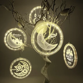 Eid Mubarak ay yıldız ışıkları dekor İslam ramazan süslemeleri ev pencere ışıkları müslüman parti ramazan Kareem kurban bayramı hediyeler  5