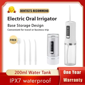 Oral Irrigator Taşınabilir sulu diş ipi USB Şarj Edilebilir su jeti İpi kürdan 4 Jet Ucu 200ml 3 Modları IPX7 1800rpm  5