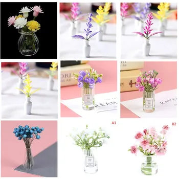 1:12 Evcilik Minyatür yasemin çiçeği vazo seti Modeli Dekor Aksesuarları Dollhouse Dekorasyon İçin Yeni  4