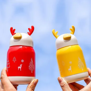 380 ml yaratıcı karikatür boynuzları çift katmanlı cam su bardağı sevimli noel geyik baskı su ısıtıcısı Drinkware kız çocuk hediye yeni  10