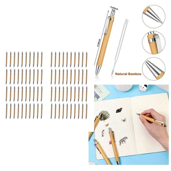 80 Adet Tükenmez Kalem Seti Bambu Tükenmez Kalem Ofis ve Okul Malzemeleri Kalemler ve Yazma Malzemeleri Hediyeler  5