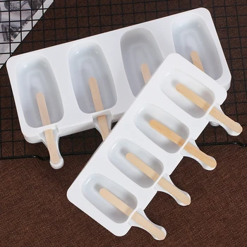 4-Cavity Mutfak Silikon Popsicle Kalıpları dondurma çubuğu Taşıyıcıları DIY Ev Yapımı Tatlı Meyve Popsicle Kalıp dondurma çubuğu  5