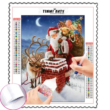5d Noel Baba Elmas Boyama Tam Yuvarlak Nakış Çapraz Dikiş Elmas Mozaik Taklidi Noel Süslemeleri Ev İçin  10