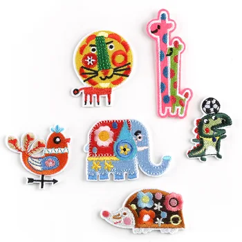 Renkli Hayvanlar Nakış Yamalar Demir on Güzel Fil Termo Sticker Çocuk Giysileri için Delik Yama Dekoratif Aplikler  4