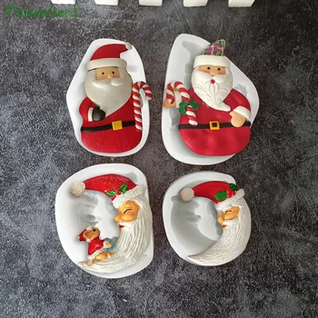 Noel Tema Kek Fondan silikon kalıp DIY Noel Baba Kek Dekorasyon Araçları Epoksi Çikolata Fondan Pişirme silikon kalıp  5