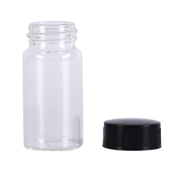 1 pcs 20 ml küçük lab cam şişeler şişeler temizle konteynerler ile siyah vidalı kapak Bırak gemi  2