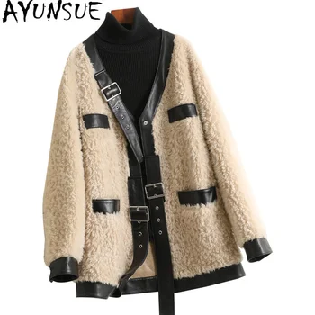Kadın Kış Yün Ceketler Gerçek Koyun Shearlıng Ceket Kadın Sonbahar Rahat Biker Kürk Palto Jaqueta Feminina Gxy403  10