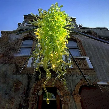 Yeşil El Üflemeli Kolye Lamba Güzel Murano Sanat Cam Ağız Üfleme Avize Aydınlatma Ev Dekor Oturma Odası için 60 İnç  10