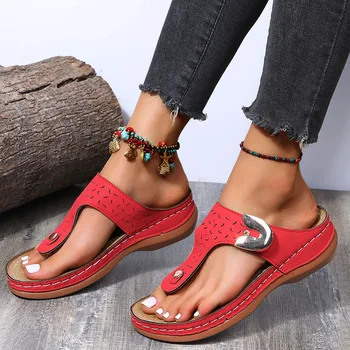 Kadın Sandalet 2022 Yeni Yaz Sandalet Topuklu Flip Flop Ayakkabı Kadın Takozlar Ayakkabı Moda Kadın plaj sandaletleri Terlik  10