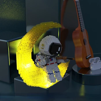 Müzisyen Astronot Mikro Yapı Taşları Ay Keman Spaceman Modeli Mini Elmas Tuğla Eğitici Oyuncaklar Çocuk Hediyeler için 6037  10