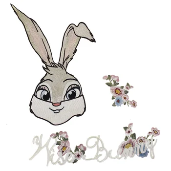 Nakış Tavşan Çiçek Yamalar Moda Marka Aplike Giysi Dekorasyon Dikiş 1 takım  5