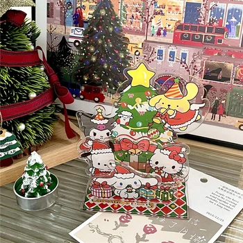 Sanrios Hello Kitty Cinnamoroll Noel Ağacı Akrilik Dekorasyon Karikatür Süs Kawaii Tatil Masa Dekorasyon Küçük Hediye  10