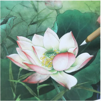 Geleneksel çin resim sanatı Hattı Taslak Pirinç Kağıdı Lotus çiçeği Kuş Şakayık Öğretici Titiz Boyama Hattı Çizim Yazma  0
