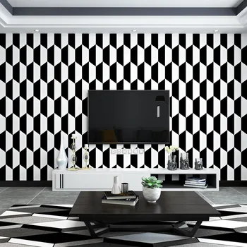 Siyah ve Beyaz Duvar Kağıdı Modern Minimalist İskandinav Tarzı Geometrik Oturma Odası Yatak Odası Restoran TV Arka Plan Duvar Kağıdı  10