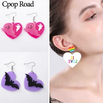 Cpop Cadılar Bayramı Hayalet Yarasa Kalp Küpe moda takı Akrilik Aşk Küpe Sıcak Satış Cadılar Bayramı Hediye Kız Kadın Aksesuarları  5