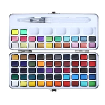 Yeni Varış 72 Renk Suluboya boya pigmentleri Suluboya Çizim Sanat Malzemeleri boya fırçası  10