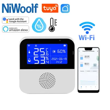Wifi Sıcaklık Nem Sensörü Tuya Akıllı Ev lcd ekran Higrometre Termometre Dedektörü Alexa Google Asistan İçin  5