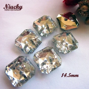 Niucky 14.5 mm 2 delik kare akrilik kristal düğmeler dikiş düğün dıy zanaat dekoratif aksesuarları malzemeleri A0102-002  5