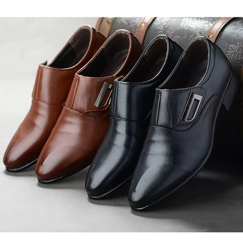 Iş Klasik erkek Elbise Ayakkabı Moda Zarif Resmi Ayakkabı Erkekler Üzerinde Kayma Ofis temel ayakkabı Erkekler İçin Siyah  5