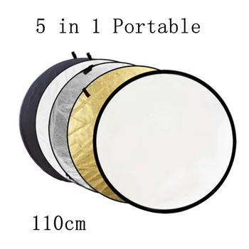 BİZOE 110 cm 5 in 1 taşınabilir katlanabilir ışık yuvarlak fotoğrafçılık reflektör stüdyo için çok fotoğraf disk açık  10