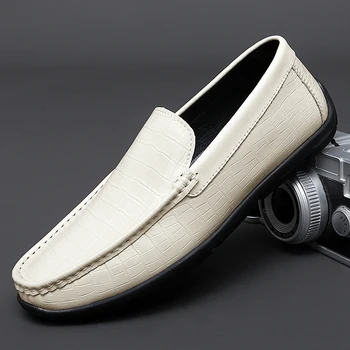 2023 Yeni erkek mokasen ayakkabıları Ayakkabı El Yapımı rahat ayakkabılar Erkekler için Siyah Mavi Adam Ayakkabı Üzerinde Kayma Kaymaz Sürüş Moccasins Erkek  5
