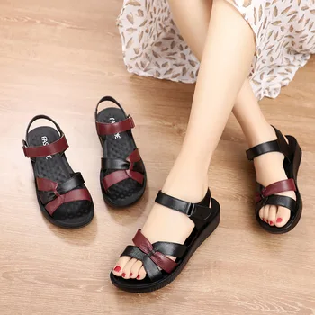 35-41 Moda Bayan Sandalet Kadın 2022 Ayakkabı Kadınlar için platform sandaletler Bayan Sandalet Hakiki Deri Yaz Takozlar rahat ayakkabılar  4