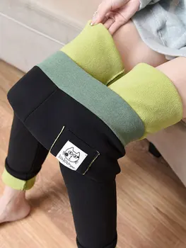 Kadın Kadife Kalınlaşma Sıcak Sweatpants Kadın Yüksek Bel Pamuk kaşmir tozluk Kış Moda Polar Streç Zayıflama Pantolon  5