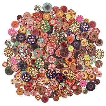 300 Adet Karışık Yuvarlak Ahşap Renkli Düğmeler İşçiliği Düğmeler 2 Delikli Sanat Örgü Dikiş DIY Dekorasyon  10