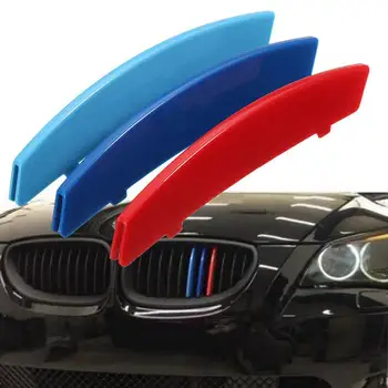 BMW 5 Serisi için E60 2004-2010 3 adet Araba 3D M Styling Ön İzgara Trim Şerit Kapak Tampon Çizgili Kapak Çıkartmalar  10