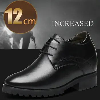 Erkek Düğün Yükseltmek deri ayakkabı 12cm Görünmez İç Yüksekliği Artan Ayakkabı İngiliz İş Kalın Alt Günlük Erkek Ayakkabı  4