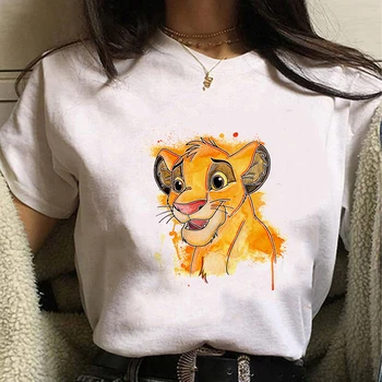 Disney kadın Tişörtleri Moda Simba Aslan Kral Baskı günlük t-shirt Yaz Kısa Kollu O-Boyun Harajuku T Shirt Üstleri Giysi  10