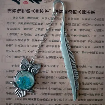 Vintage Aydınlık Metal Imi Floresan Gümüş Bakır Tüy Şekli Baykuş Imleri yaratıcı hediye Sevimli Okul Kaynağı Imleri  10