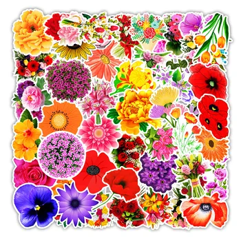 50 adet Flora Çiçek Doodle Çıkartmalar Dizüstü Kırtasiye Kask Scrapbooking Ot Çıkartmalar Estetik Zanaat Malzemeleri  10