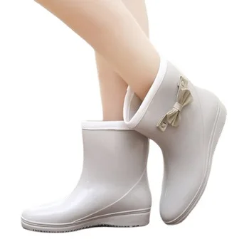 Kış Moda yağmur ayakkabıları kadın yağmur çizmeleri Sevimli Öğrenci su ayakkabısı Galoş kadın Düz Topuk Su Sıcak kauçuk ayakkabı  10