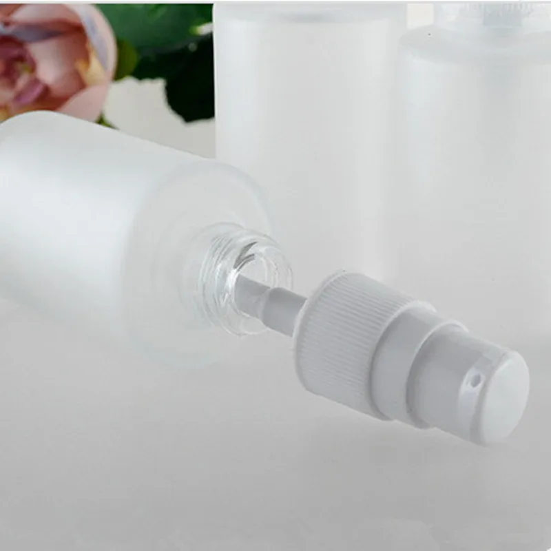 5 Adet / grup 30 ml Buzlu Cam Şişe Pompa Gaga Losyon Şişesi Boş Mat Cam Emülsiyon Özü Şişe Kozmetik pompa şişesi