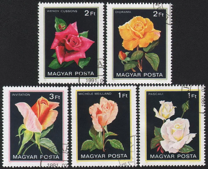 5 Adet/takım Macaristan Posta Pulları 1982 Gül Çiçek Kullanılan Posta İşaretli Posta Pulları Toplamak için
