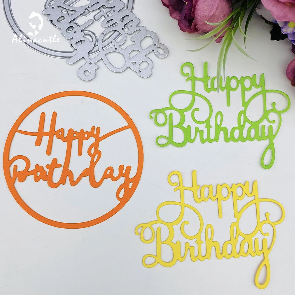 Alınacutle Metal Kesme Cut Kalıplar 2 Adet Mutlu Doğum Günü Mektupları Scrapbooking Kağıt Zanaat El Yapımı Albümü Kart Yumruk Sanat Kesici