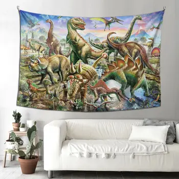 Dinozorlar Dinozor Renkli Goblen Duvar Asılı Hippi Polyester Halılar Hayvan Fantezi Atmak Kilim Battaniye Odası Dekor Tapiz  10