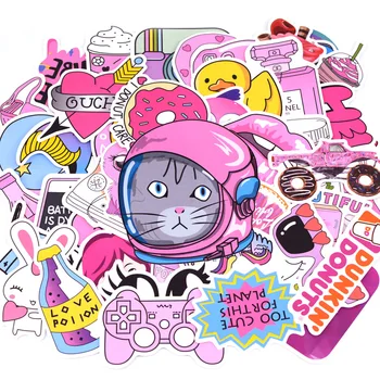 50 adet / paket Moda Pembe Kız Graffiti Çıkartmalar Çocuk Oyuncak Sticker DIY Bagaj Dizüstü Kaykay Moto Araba su geçirmez etiket  10