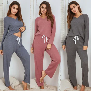 Kadın Çapraz İplik Sonbahar ve kışlık pijama ve Ev giysileri Eğlence Havalandırma Pijama setleri Ev giysileri  10