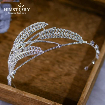 HIMSTORY Köpüklü Temizle Kristal Gelinler Bantlar Rhinestones Tiara Headpieces Düğün Saç Aksesuarı Takılar  2