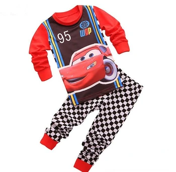 Disney Arabalar Spor çocuk Pijama Seti giyim setleri Erkek Pijama Uzun Kollu Çocuk %100 % Pamuk Karikatür Pijama Pijama  10