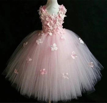 Kabarık Tül Prenses Çiçek Kız Elbise Bebek Kız Elbise Balo Çocuk Doğum Günü Elbise İlk Communion Çocuk Düğün Parti  10