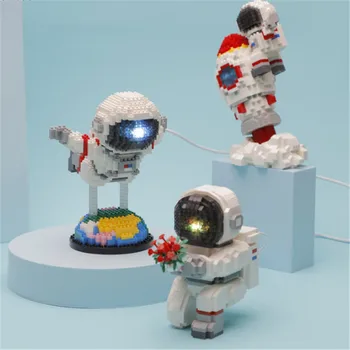 Karikatür Güzel Roket Astronot 3D Yapı Taşı Yıldız Spaceman Rakamlar Mikro Elmas Mini tuğla oyuncaklar Çocuklar İçin noel hediyesi  4