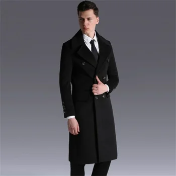Erkek yün palto erkek Ekstra uzun Polar ceket erkek giysileri Kruvaze palto uzun kollu 2020 yeni tasarımcı  5