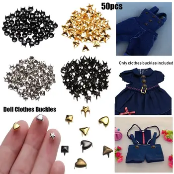 50 Adet Ultra küçük metal tokalar oyuncak bebek giysileri 4/5 / 6mm Süper Mini Yıldız / Kalp Şekli Çanta Toka Dıy Bebek Düğmeleri Ayakkabı Aksesuarları  10