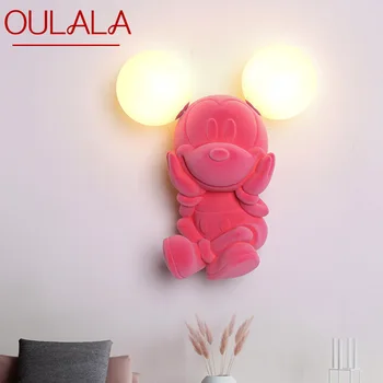 OULALA Modern Duvar Lambası reçine Yaratıcı pembe fare aplikleri ışık LED karikatür romantik dekor çocuk odası ev yatak odası  10