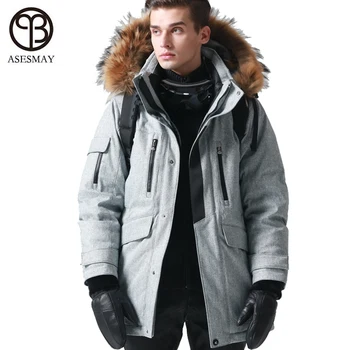 Asesmay marka yeni 2019 erkekler aşağı ceket kış erkek ceket çok cep giyim üst kalın derece-40 hoodies kürk giyim parkas  5