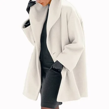 kadın moda çok renkli şal Turn-aşağı Yaka yün ceket kadınlar için Uzun Kollu Sıcak Kalın Ceket Palto wm*  5