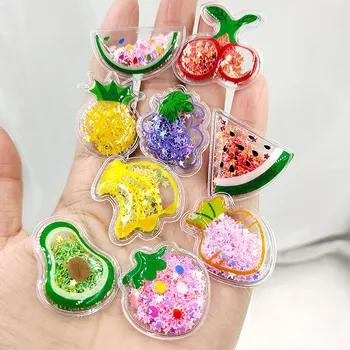 10 Adet Kawaii Sevimli Renk Quicksand meyve Düz Geri Reçine Cabochons Scrapbooking DIY Takı Zanaat Dekorasyon Aksesuarı  5